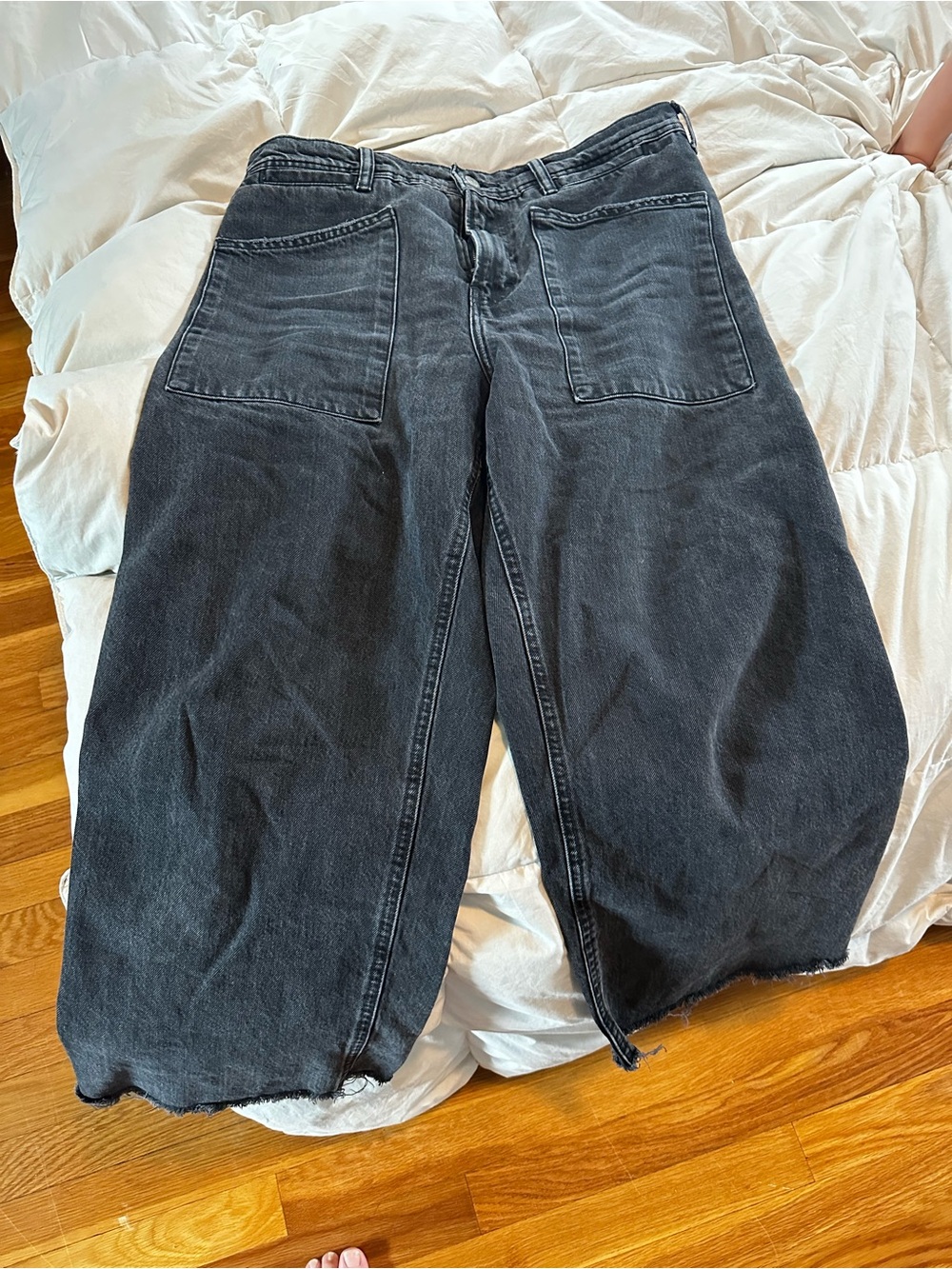 Lucky Brand Black Wide-Leg Jeans with Front Patch Pockets